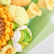 YSHomy Grand Bouquet de Cœurs de Tournesols et Roses au Crochet Vert