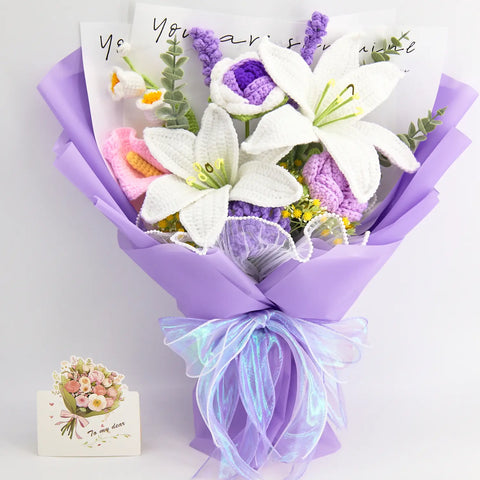 YSHomy Purple Crochet Lily Calla Lily Lavender Bouquet