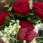 YSHomy Crochet Dark Red Rose Bouquet