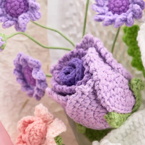 YSHomy Crochet Lily Rose Tulip Daisy Bouquet