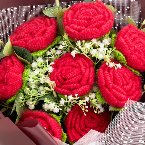 YSHomy Crochet Red Rose Bouquet