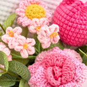 YSHomy Ramo de ganchillo de rosa y tulipán de mano