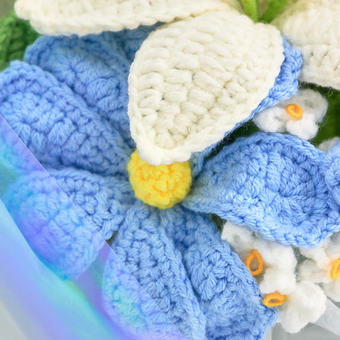 YSHomy Crochet Blue & White Lily Bouquet