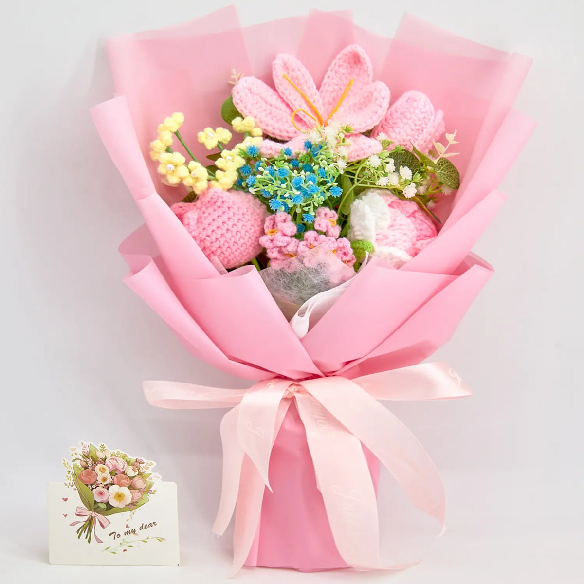 YSHomy Crochet Tulip Rose Bouquet