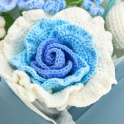 YSHomy Ramo de ganchillo de rosa tailandesa, tulipán y corazón-Azul
