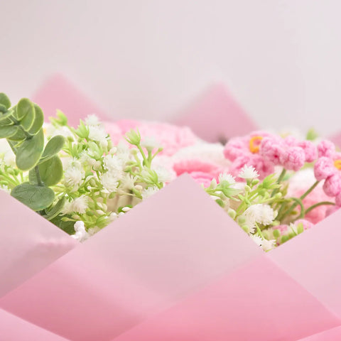 YSHomy Giant Crochet Pink & White Rose Bouquet