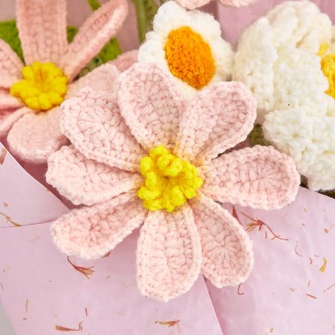 YSHomy Crochet Peony Galsang Flower Bouquet