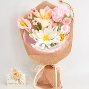 Crochet bouquet with a white Night of the Queen flower, peony and tulip