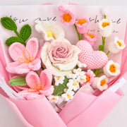 YSHomy Pink Crochet Thai Rose Tulip Bouquet