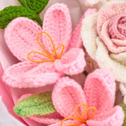 YSHomy Pink Crochet Thai Rose Tulip Bouquet
