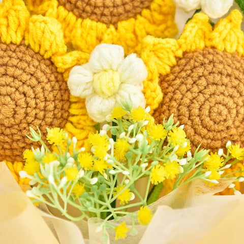 YSHomy Crochet 3 Sunflower Bouquet