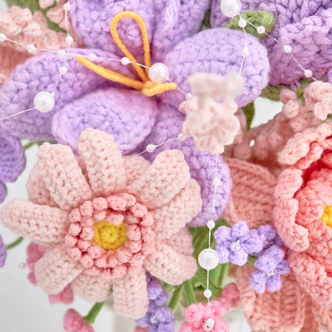 YSHomy Crochet Pink & Purple Bridal Proposal Bouquet