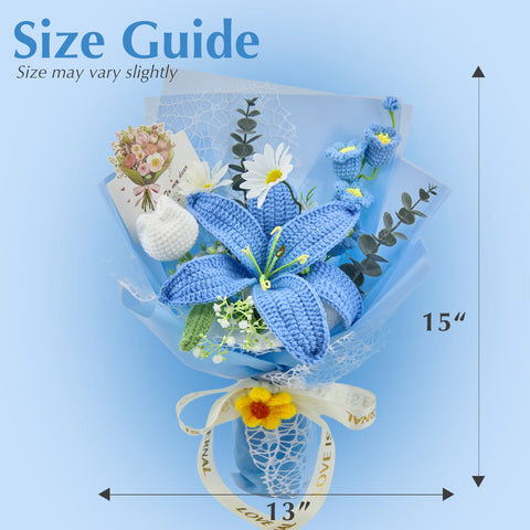 YSHomy Crochet Big Lily Flower Bouquet-Blue