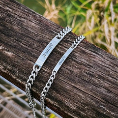 YSHomy Stainless Steel Couple Bracelets with Personalized Text