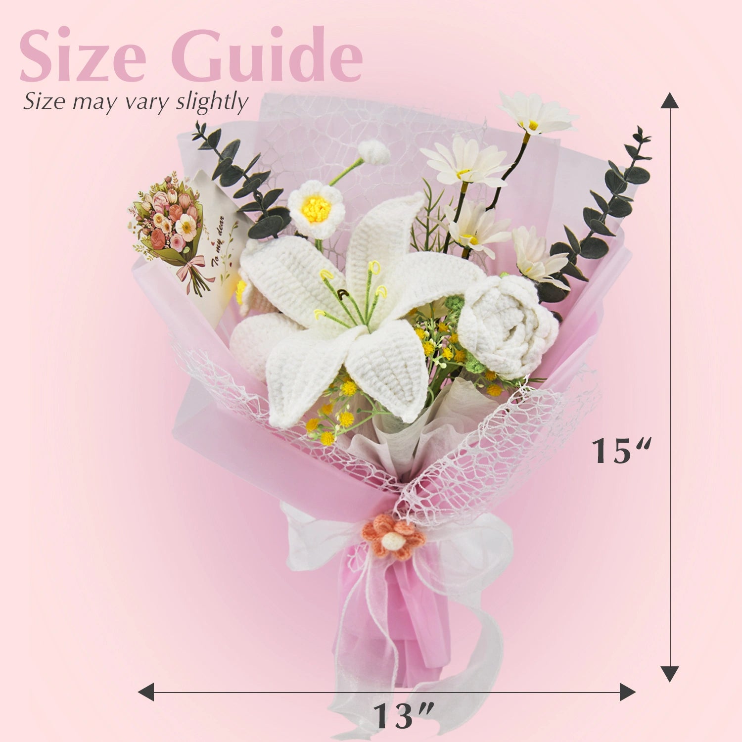 YSHomy Crochet Big Lily Flower Bouquet-Pink
