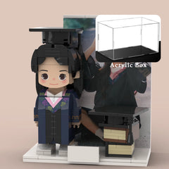 YSHomy Custom Brick Figures from Your Photo - Graduation with Background Plate