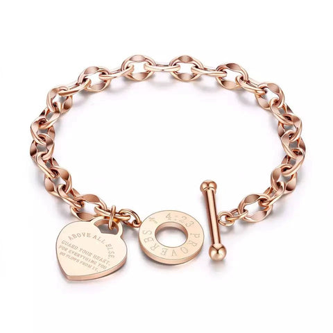 YSHomy Heart Pendant Bracelet with OT Buckle