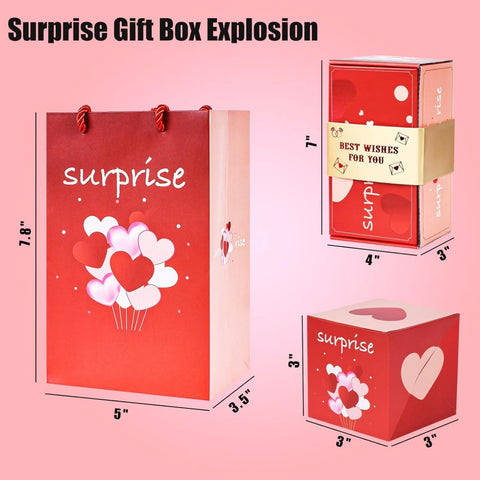LOVE Surprise Pop Up Box with 16 PCS Exploding Pop-Up Box