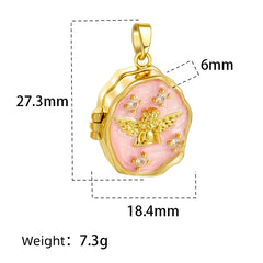 YSHomy Enamel & Crystal Gold-Plated Copper Pendant with Personalized Photo