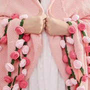 Couverture en crochet de fleurs roses YSHomy - Roses roses ombrées