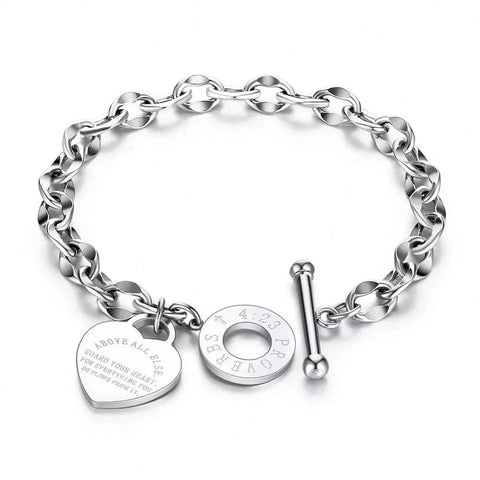 YSHomy Heart Pendant Bracelet with OT Buckle