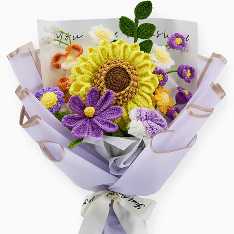 YSHomy Crochet Big Sunflower Rose Daisy Galsang Flower Bouquet