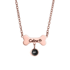YSHomy 18K Gold-Plated Custom Dog Name Necklace with Hidden Photo