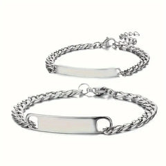YSHomy Stainless Steel Couple Bracelets with Personalized Text