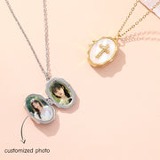 YSHomy Collana a Conchiglia con Croce, Foto e Testo Personalizzati