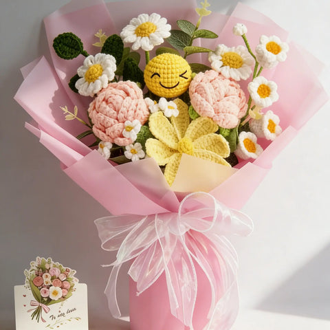YSHomy Crochet Emoji Bouquet with Rose Daisy