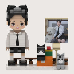 YSHomy Custom Single-Person Brick Figure from Your Photo - Cat Style