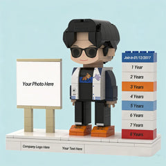YSHomy Custom Brick Figure For Work Anniversary  - Photo Frame