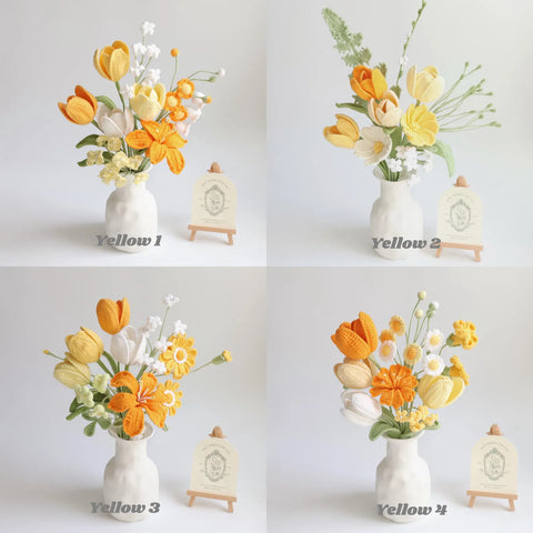YSHomy Yellow Series Crochet Flower Bundle Set (No Vase)