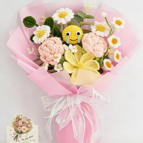 YSHomy Crochet Emoji Bouquet with Rose Daisy