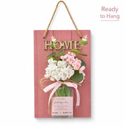 YSHomy 壁掛けデコレーションボード ガラス花瓶&かぎ針編みの花セット ピンク