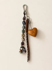 YSHomy Colgante para bolso con gema natural y corazón de madera personalizado