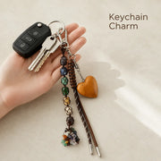 YSHomy Colgante para bolso con gema natural y corazón de madera personalizado