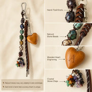 YSHomy Colgante para bolso con gema natural y corazón de madera personalizado