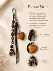 YSHomy Colgante para bolso con gema natural y corazón de madera personalizado