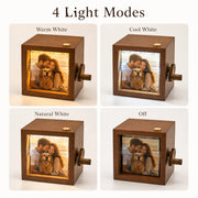 Boîte photo YSHomy personnalisée en bois avec lumière et gravure