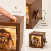 Boîte photo YSHomy personnalisée en bois avec lumière et gravure