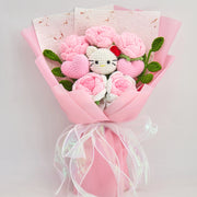 YSHomy Ramo de rosas rosas de ganchillo con motivo HK