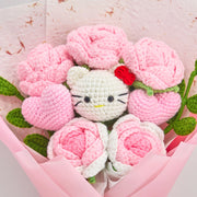 YSHomy Ramo de rosas rosas de ganchillo con motivo HK