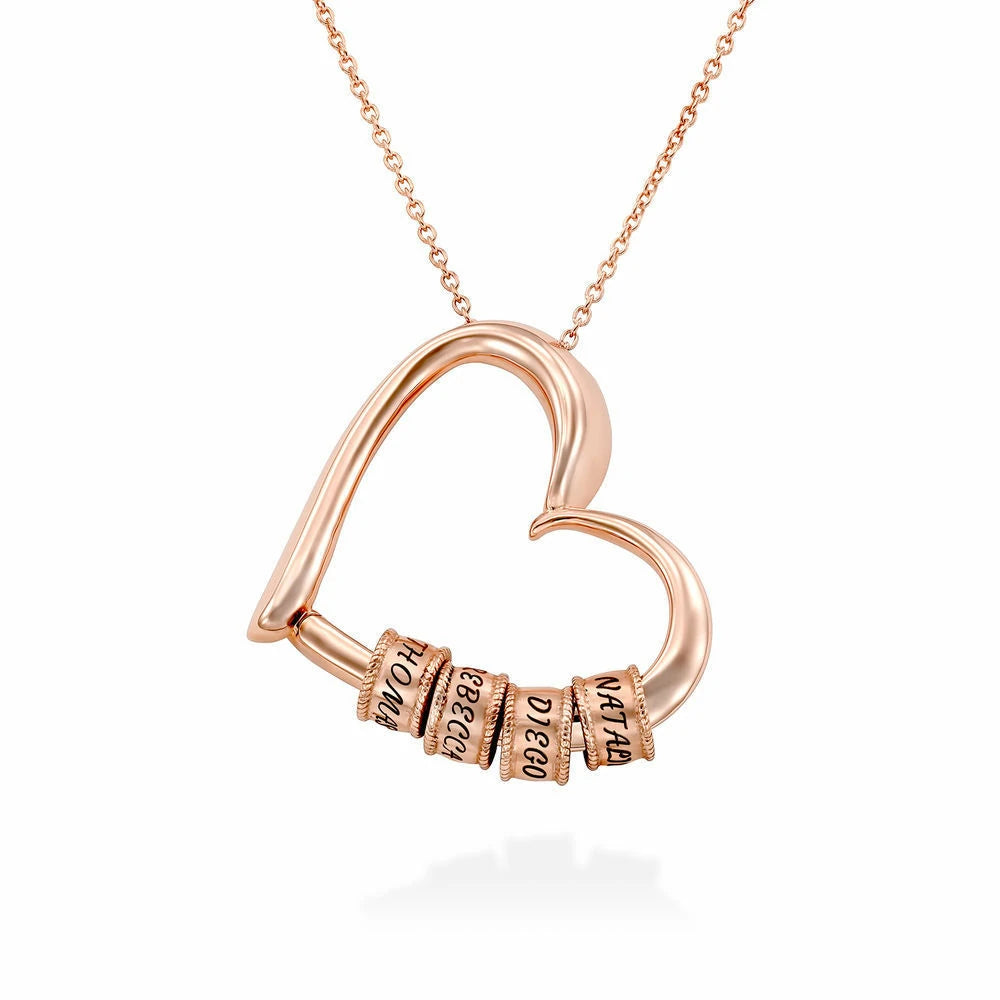YSHomy Personalized Heart Pendant 18K Gold-Plated Necklace with Bead