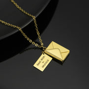 18K gold-plated envelope pendant necklace with an engraved letter inside