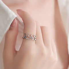 YSHomy Personalized 18K Gold-Plated Name Crown Ring - Size Adjustable