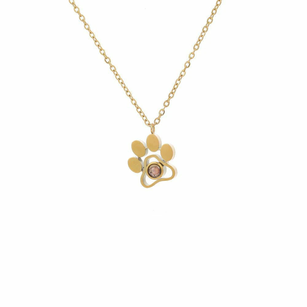 YSHomy 18K Gold-Plated Projection Claw Pendant Necklace with Personalized Hidden Photo/Text