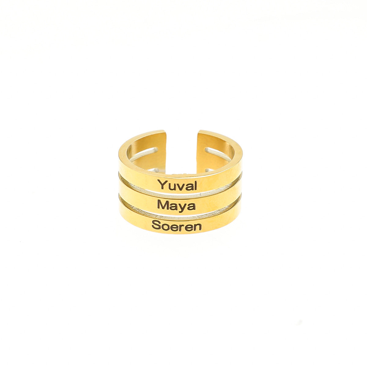 YSHomy Personalized 18K Gold-Plated Multi-Circle Engraved Ring