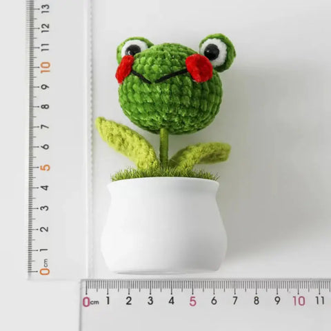 YSHomy Crochet Animal Head Potted Plant with White Pot for Desktop Decoration