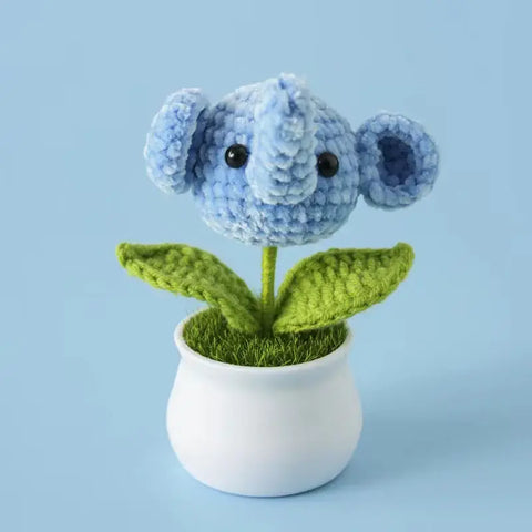 YSHomy Crochet Animal Head Potted Plant with White Pot for Desktop Decoration